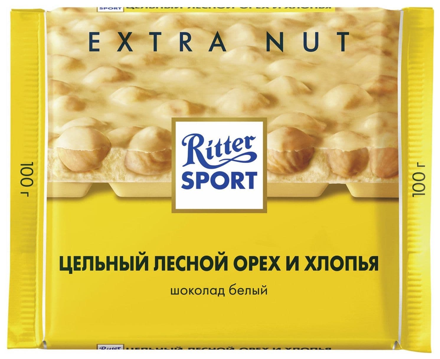 Шоколад ‘Риттер Спорт’ Цельный лесной орех и хлопья (молочный шоколад)
