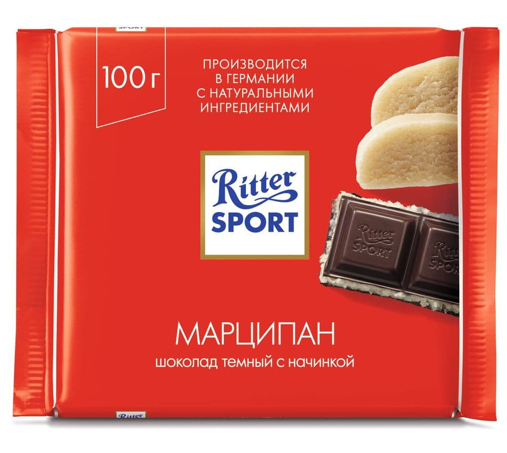 Шоколад ‘Риттер Спорт’ Марципан (темный шоколад)